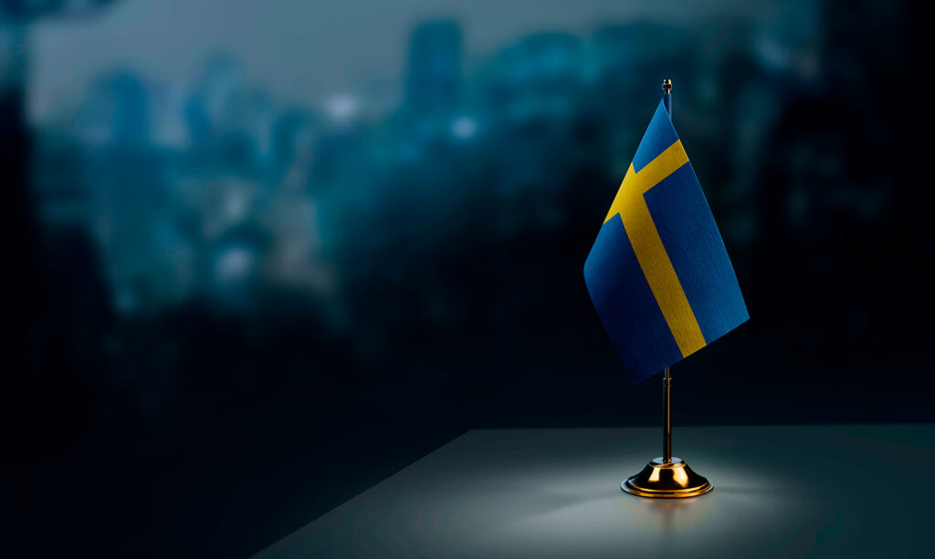 Swedish flag on table